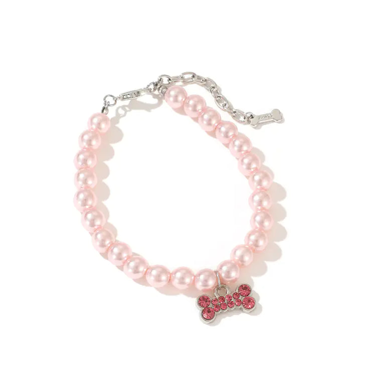 Pearl Cat Necklace Ornament for Pet Supplies
